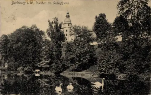 Ak Bad Berleburg in Westfalen, Weiher im Schlosspark