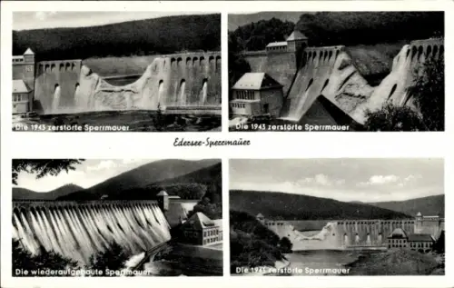 Ak Waldeck am Edersee Hessen, Edertalsperre, Sperrmauer