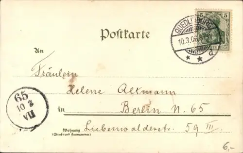 Ak Quedlinburg Harz, Teilansicht, Schloss