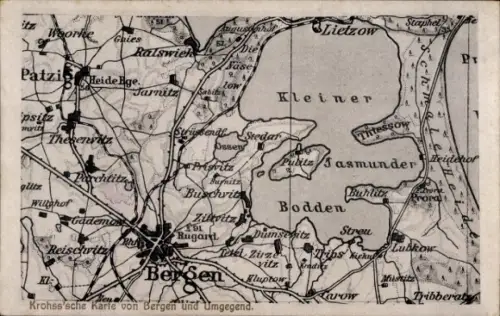 Landkarten Ak Bergen auf der Insel Rügen, Kleiner Jasmunder Bodden, Patzig, Lietzow