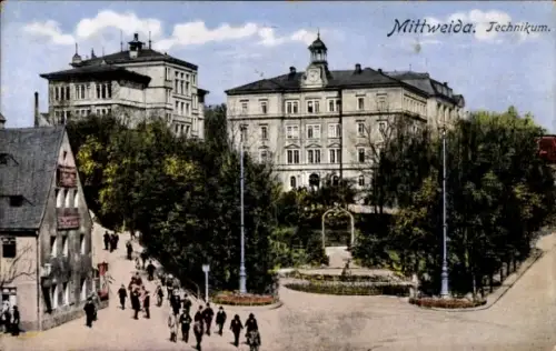 Ak Mittweida in Sachsen, Technikum, Straßenpartie
