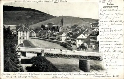 Ak Baden Kt. Aargau, Blick auf die Limmatbrücke