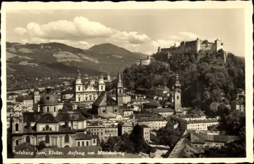 Ak Salzburg Österreich, Panorama vom Elektrischen Aufzug am Mönchsberg