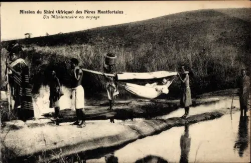 Ak Mission du Shiré des Pères Montfortains, Un Missionnaire en voyage