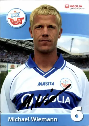 Autogrammkarte Fußballer Michael Wiemann, FC Hansa Rostock, Autogramm