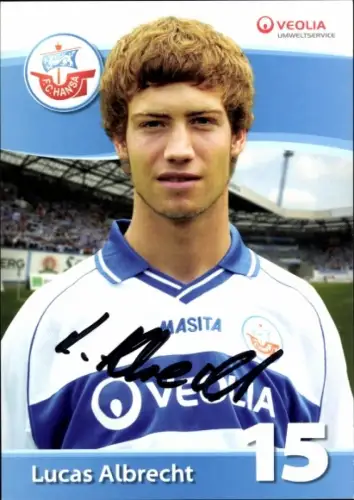 Autogrammkarte Fußballer Lucas Albrecht, FC Hansa Rostock, Autogramm