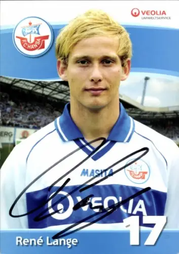 Autogrammkarte Fußballer René Lange, FC Hansa Rostock, Autogramm