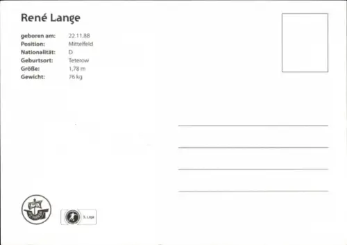 Autogrammkarte Fußballer René Lange, FC Hansa Rostock, Autogramm