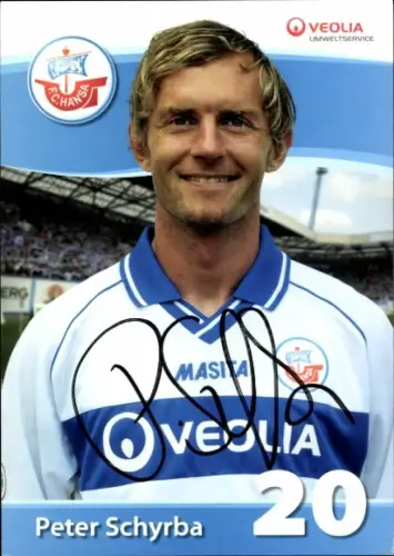 Autogrammkarte Fußballer Peter Schyrba, FC Hansa Rostock, Autogramm