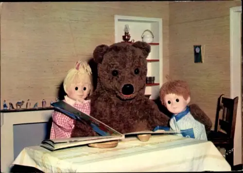 CPA Bonne nuit les Petits, Nounours, Nicolas et Pimprenelle, Nounours raconte une histoire