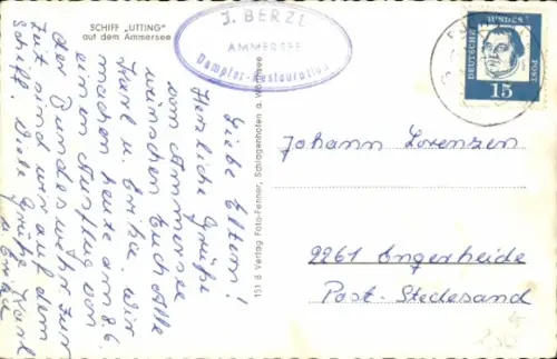 Ak Salondampfer Utting auf dem Ammersee