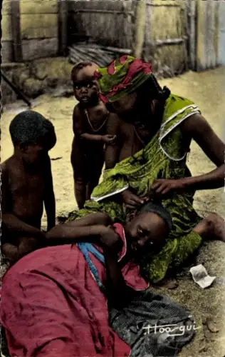 CPA Afrique en Couleurs, Salon de Coiffure