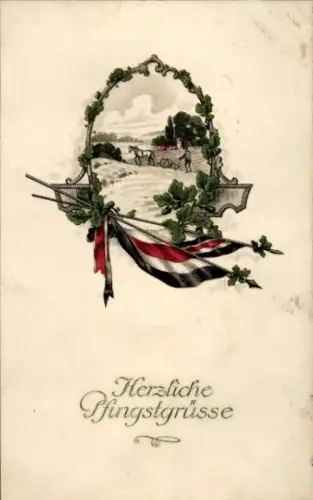 Passepartout Ak Frohe Pfingsten, Patriotik