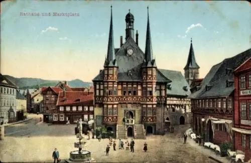 Ak Wernigerode im Harz, Rathaus, Marktplatz