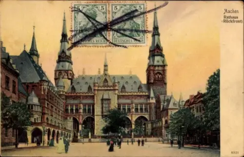 Ak Aachen, Rathaus, Rückfront