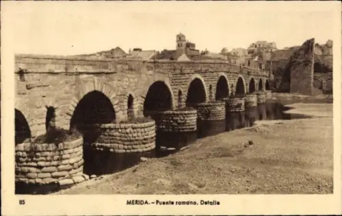 Ak Mérida Mexiko, Römische Brücke, Detailaufnahme, Merida