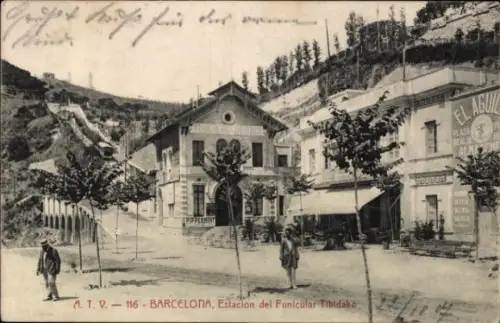Ak Barcelona Katalonien, Estacion del Funicular Tibidabo