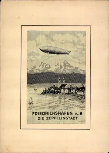 Seiden Ak Friedrichshafen am Bodensee, Gesamtansicht, Zeppelin