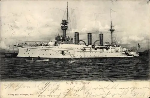 Ak Kreuzer S. M. S. Hertha in Fahrt