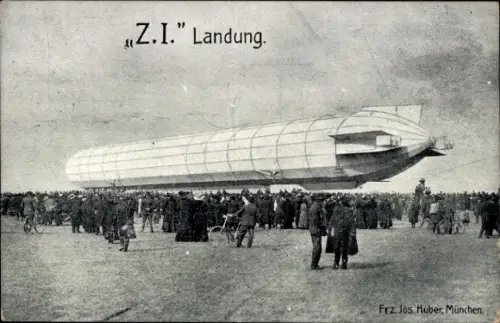 Ak Luftschiff, Zeppelin Z.I., Landung