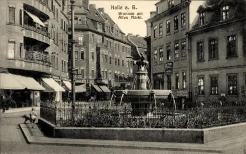 Ak Halle an der Saale, Brunnen, Alter Markt
