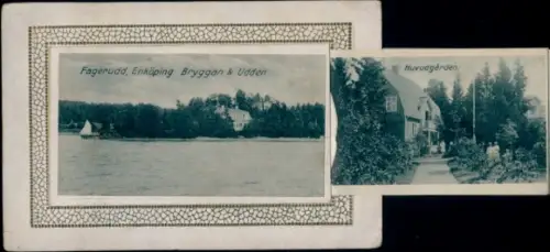 Leporello Ak Enköping Schweden, Fagerudd, Bryggen, Udden, Huvudgarden
