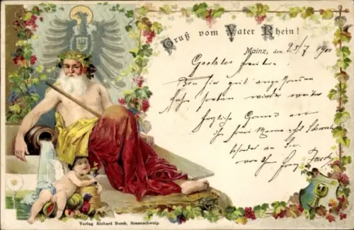 Präge Passepartout Ak Vater Rhein, Mainz