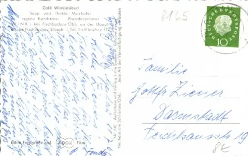Ak Winkl Fischbachau in Oberbayern, Café Winklstüberl, Inh. Sepp und Thekla Mairhofer