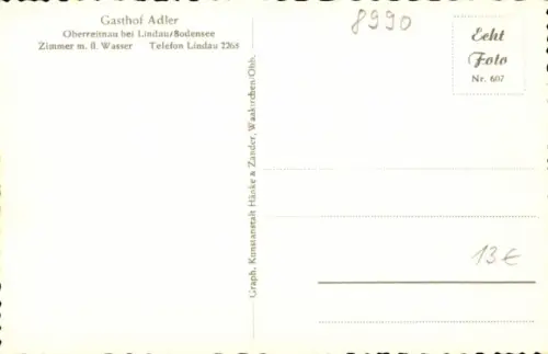 Ak Oberreitnau Lindau am Bodensee Schwaben, Gasthof Adler, Fachwerkhaus