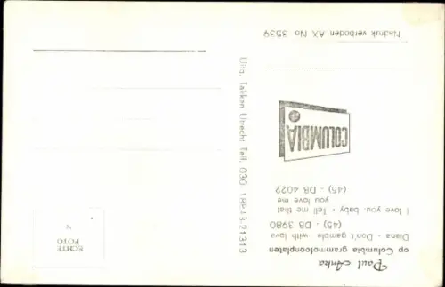 Ak Sänger Paul Anka, Porträt