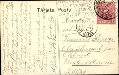 Ak Montevideo Uruguay, Avenida 18 de Julio, Straßenpartie, Straßenbahn