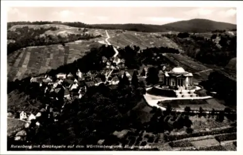 Ak Rotenberg Stuttgart, Grabkapelle auf dem Württemberg, Fliegeraufnahme