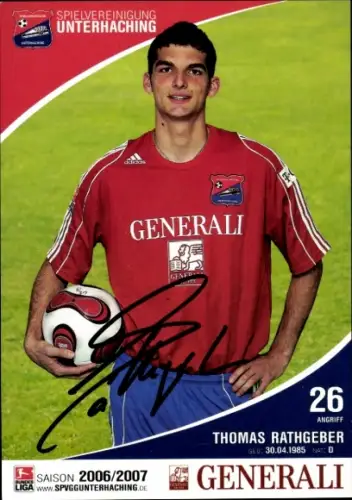 Autogrammkarte Fußballer Thomas Rathgeber, SpVgg Unterhaching, Autogramm