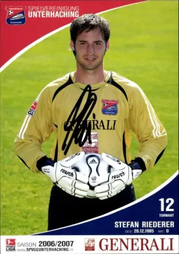 Autogrammkarte Fußballer Stefan Riederer, SpVgg Unterhaching, Autogramm