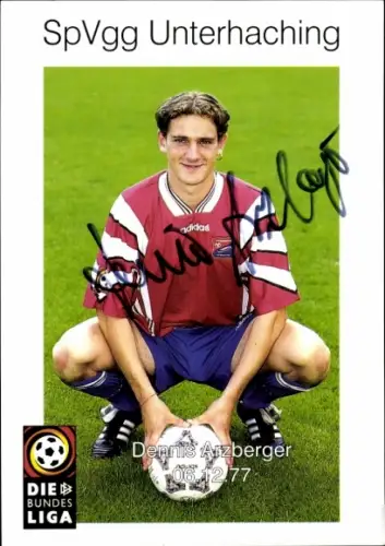 Autogrammkarte Fußballer Dennis Arzberger, SpVgg Unterhaching, Autogramm