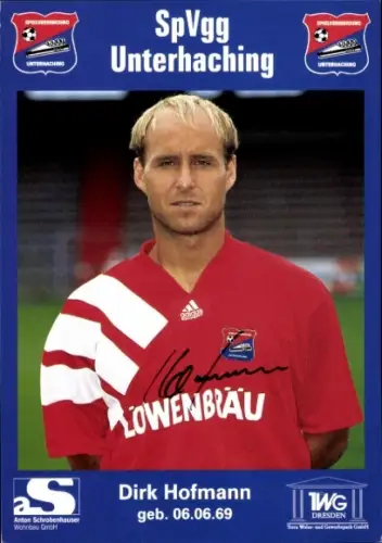 Autogrammkarte Fußballer Dirk Hofmann, SpVgg Unterhaching, Autogramm