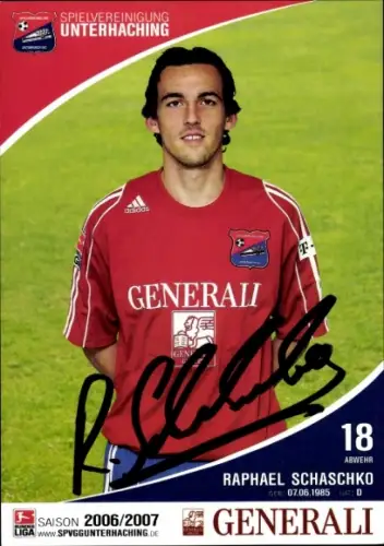 Autogrammkarte Fußballer Raphael Schaschko, SpVgg Unterhaching, Autogramm