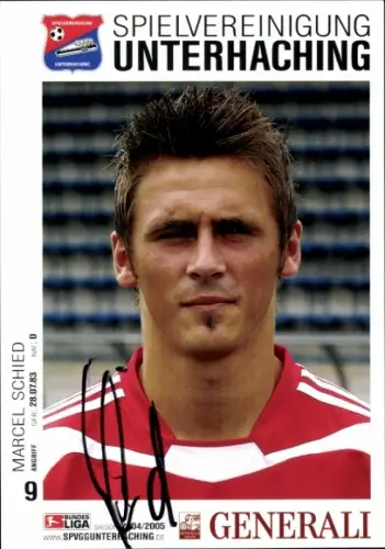Autogrammkarte Fußballer Marcel Schied, SpVgg Unterhaching, Autogramm