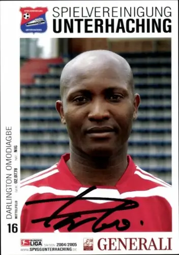 Autogrammkarte Fußballer Darlington Omodiagbe, SpVgg Unterhaching, Autogramm