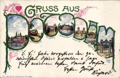 Buchstaben Ak Potsdam, Marmor Palais, Matrosenstation, Pfingstberg, Nauener Tor, Jägertor, Blockhaus