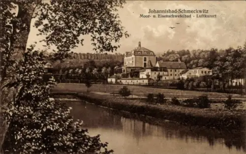 Ak Schmeckwitz Räckelwitz Sachsen, Blick zum Johannisbad, Dr. med. Rachel
