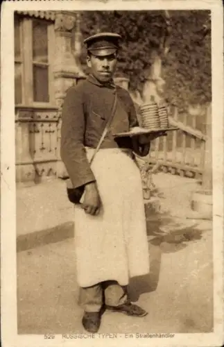 Ak Types Russes, un marchand de blinis, russischer Bäcker in Tracht