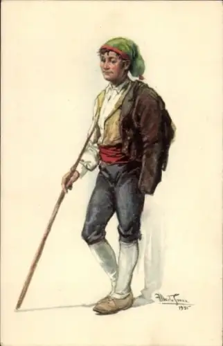 Künstler Ak Portugal, Mann in Tracht aus Extremadura