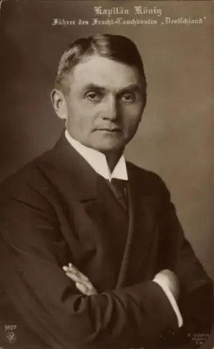 Ak Kapitän Paul König, Führer des Frachttauchbootes Deutschland, Portrait, NPG 5627