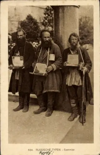 Ak Russische Typen, Sammler, Bettler
