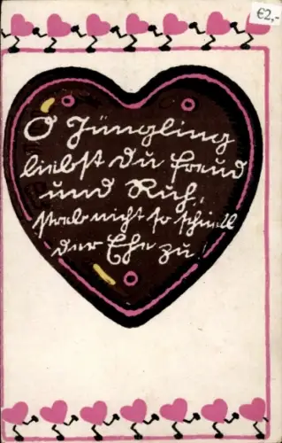 Ak Kitsch, Herzen, Liebe