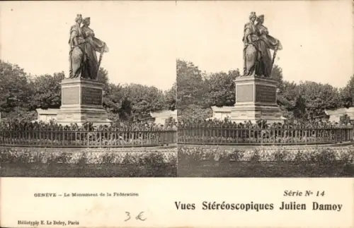 Stereo CPA Ville de Genève Suisse, Monument de la Federation