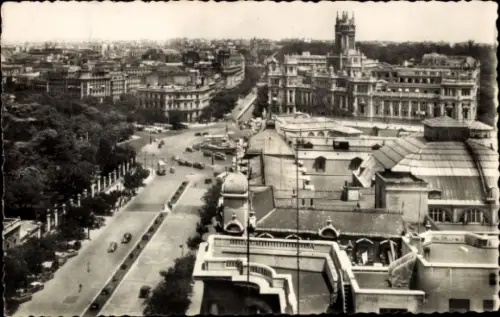 Ak Madrid Spanien, Panoramablick auf  Straßenansicht,  Gebäude