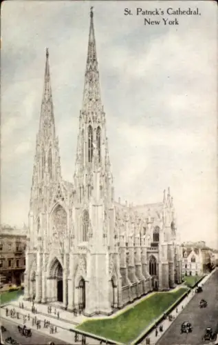 Ak New York City USA, St. Patrick's Cathedral,  gotische Architektur, zwei Türme