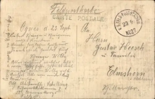 Passepartout Ak Chauny Aisne, Teilansicht, Blumen